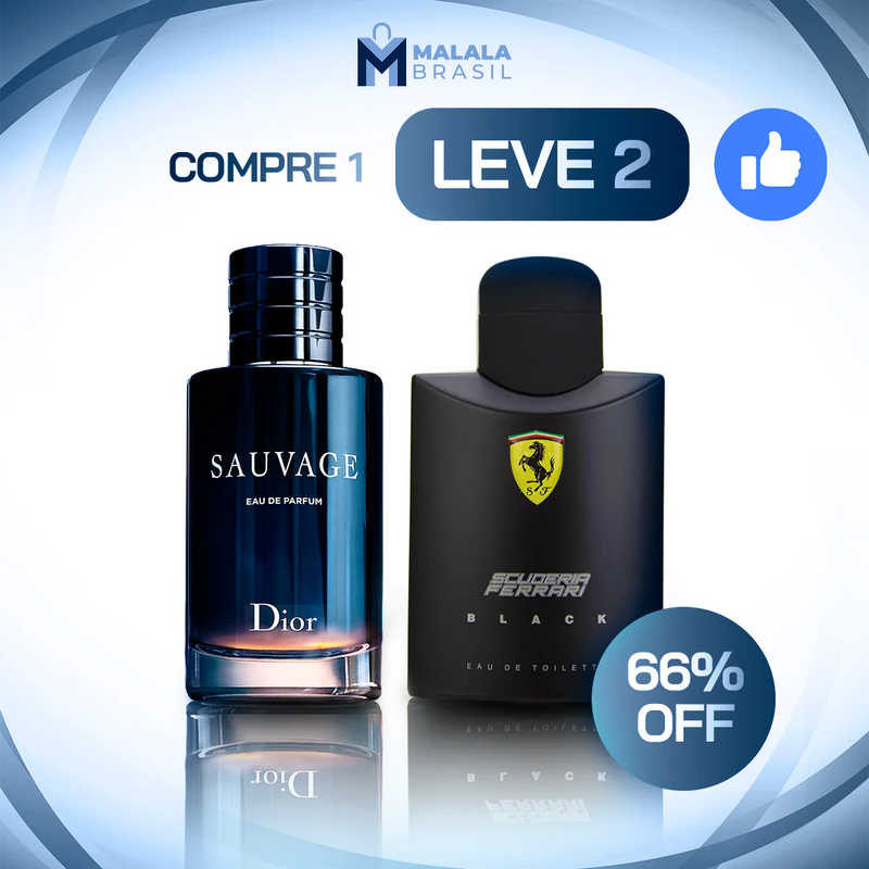 KIT LEGÍTIMO [PAGUE1LEVE2] - Kit 2 Perfumes Masculino - Sauvage Dior e Ferrari Black (100ml cada)+ Frete Grátis