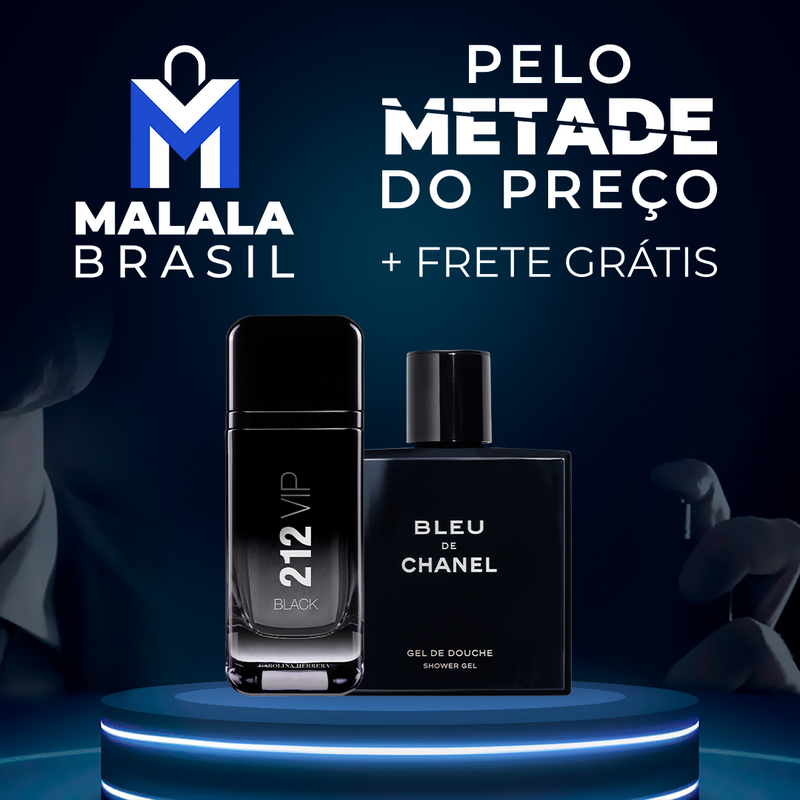 2 Perfumes Masculinos (100ml) - 212 VIP Black | Bleu de Chanel | [OFERTA LIQUIDA JANEIRO 2025]