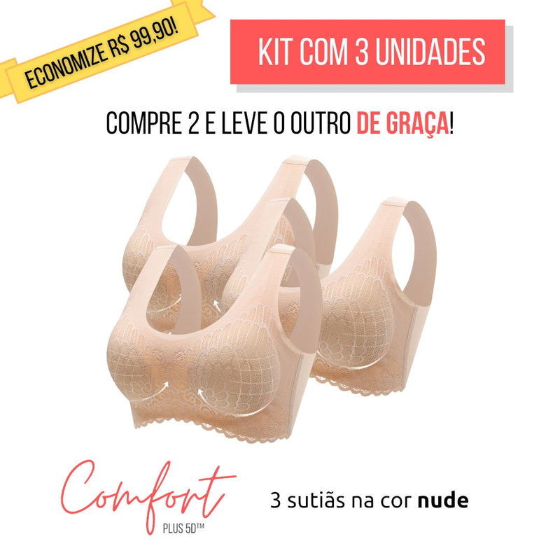 KIT 3 Unidades  Sutiã Comfort Plus 5D