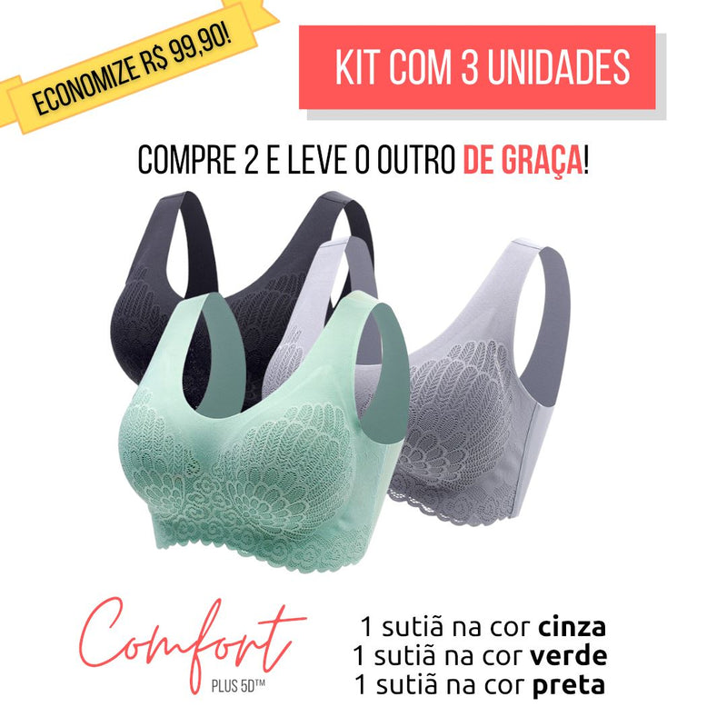 KIT 3 Unidades  Sutiã Comfort Plus 5D