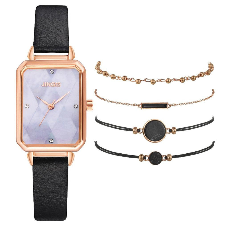 Relógio Feminino Luxury Gold + 4 Braceletes Grátis